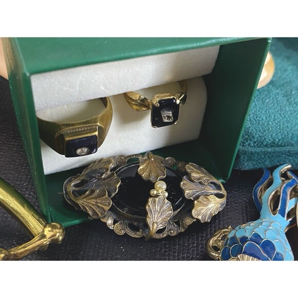 VTG  Art Deco Victorian jewelry 75 PC lot BAG Shell Cameo Brooches Florenza Krem - Picture 15 of 16